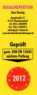 Zertifikat Regalinspektion